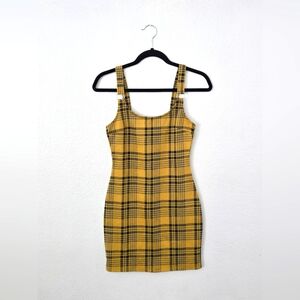 Forever 21 Mustard Plaid Bodycon Mini Dress